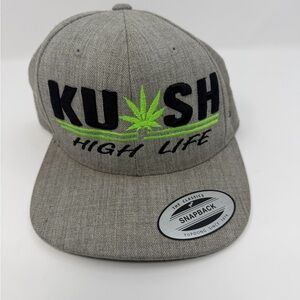 KUSH High Life Snapback Hat - Gray with Neon Green